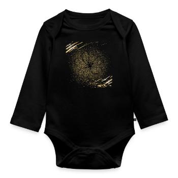 Flower in golden sparkles - Organic Longsleeve Baby Bodysuit - black - Front