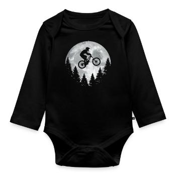 Mountainbiker Moon Cyclist Cyclist Cyclist - Organic Longsleeve Baby Bodysuit - black - Front