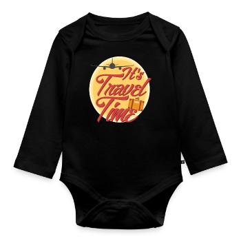Es ist Zeit zu reisen - Baby Bio-Langarm-Body - Schwarz - Vorne