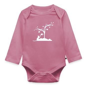 Cat - Organic Longsleeve Baby Bodysuit - mauve - Front