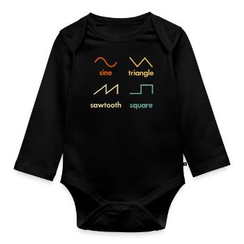 Sine Triangle Sawtooth square Synthesizer Music - Organic Longsleeve Baby Bodysuit - black - Front