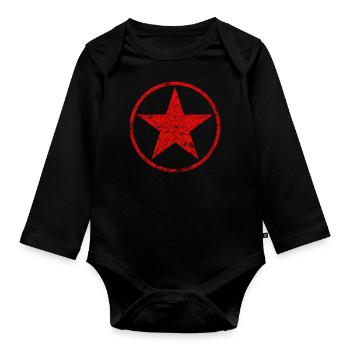 Red Star Communist Revolution Vintage - Organic Longsleeve Baby Bodysuit - black - Front