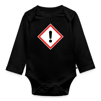 Health Warning, Health Warning - Organic Longsleeve Baby Bodysuit - black - Front