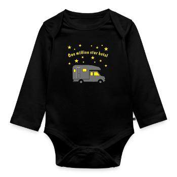 million star hotel pickup - Organic Longsleeve Baby Bodysuit - black - Front