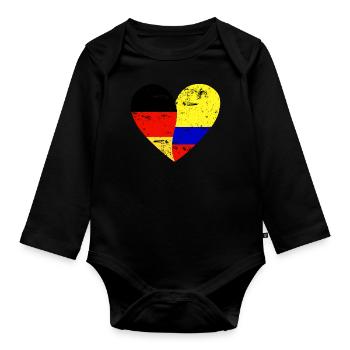 Flag Coeur Allemagne Colombie Drapeau - Body Bébé bio manches longues - noir - Devant