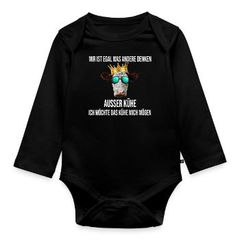 Mir egal was andere Denken - Kühe - Baby Bio-Langarm-Body - Schwarz - Vorne