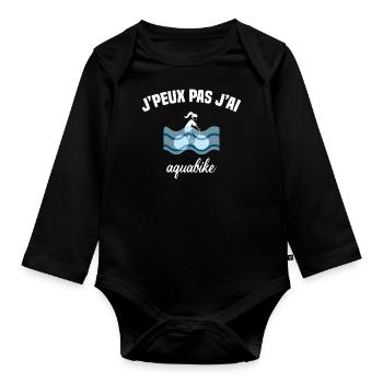 J'peux pas j'ai aquabike - Body Bébé bio manches longues - noir - Devant