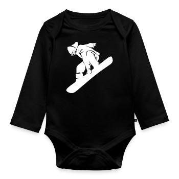 Snowboard Snowboarder - Baby Bio-Langarm-Body - Schwarz - Vorne
