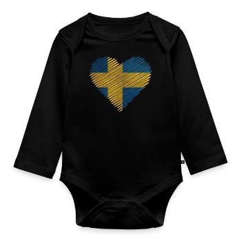 Schweden - Sweden - Swedish - Baby Bio-Langarm-Body - Schwarz - Vorne