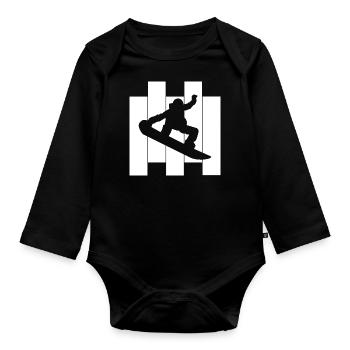 Snowboard Snowboarder - Body Bébé bio manches longues - noir - Devant