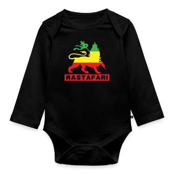 Rastafari Reggae Reggaeton Löwe Flagge Geschenk - Baby Bio-Langarm-Body - Schwarz - Vorne