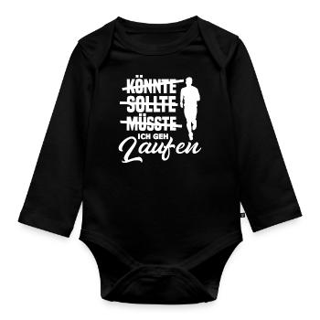 Ich Geh Laufen - Baby Bio-Langarm-Body - Schwarz - Vorne