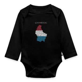 Luxembourg Map Flag - Organic Longsleeve Baby Bodysuit - black - Front