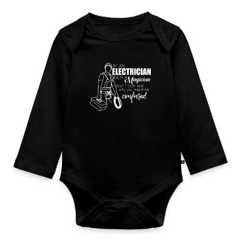 Elektriker - Baby Bio-Langarm-Body - Schwarz - Vorne
