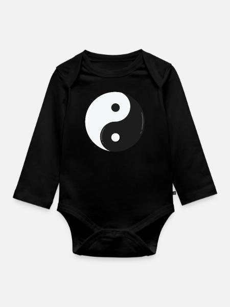 Yin und Yang - Langærmet babybody, økologisk bomuld - sort