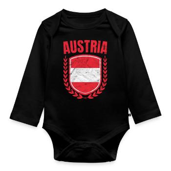 Austria - Organic Longsleeve Baby Bodysuit - black - Front