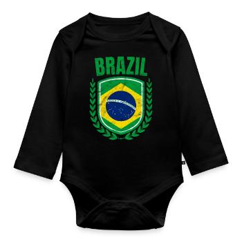 Brasilien - Baby Bio-Langarm-Body - Schwarz - Vorne