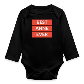 Best Anne Ever Turkish Gift Idea Hediyelik - Organic Longsleeve Baby Bodysuit - black - Front