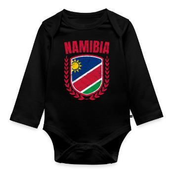 Namibia - Baby Bio-Langarm-Body - Schwarz - Vorne