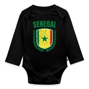 Senegal - Organic Longsleeve Baby Bodysuit - black - Front