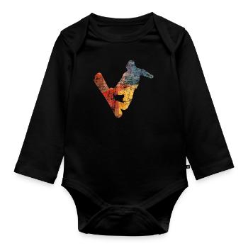 Snowboard Snowboarder - Body Bébé bio manches longues - noir - Devant