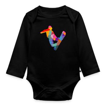 Snowboarder Snowboard - Body Bébé bio manches longues - noir - Devant