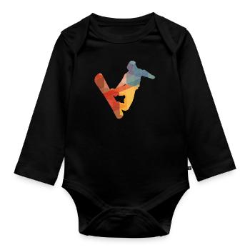 Snowboarden Snowboarder - Baby Bio-Langarm-Body - Schwarz - Vorne