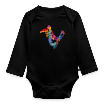 Snowboard Snowboarder - Body Bébé bio manches longues - noir - Devant
