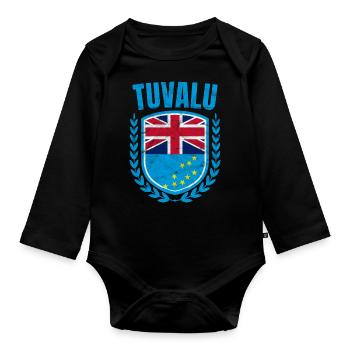 Tuvalu - Organic Longsleeve Baby Bodysuit - black - Front