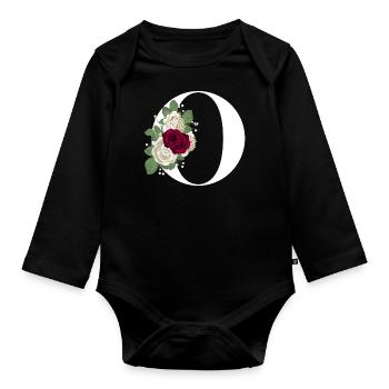 Brief o Blumen - Baby Bio-Langarm-Body - Schwarz - Vorne