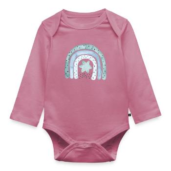 Bleu denim arc-en-ciel avec astérisque - Body Bébé bio manches longues - mauve - Devant