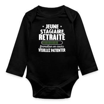 Jeune Stagiaire Retraité Formation En Cours - Body Bébé bio manches longues - noir - Devant