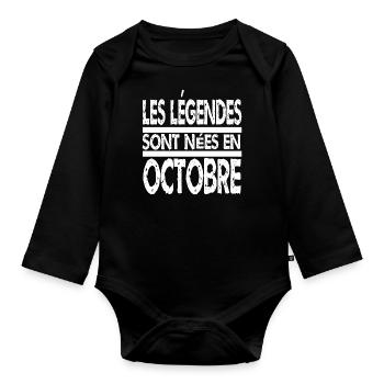 les légendes sont nées en octobre - Body Bébé bio manches longues - noir - Devant