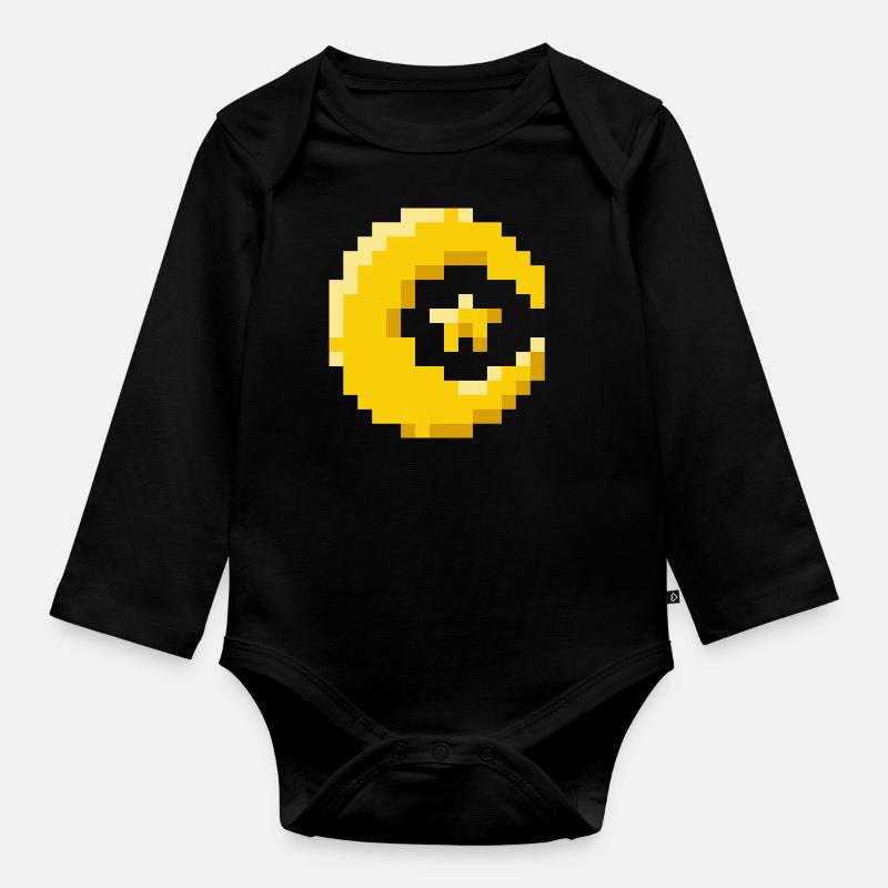 Lune avec étoile - Body Bébé bio manches longues - noir