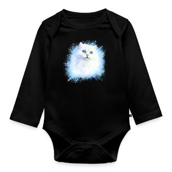 persian cat,siam cat,cat,white cat, graffiti - Organic Longsleeve Baby Bodysuit - black - Front