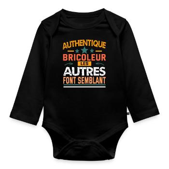 authentique bricoleur - Body Bébé bio manches longues - noir - Devant