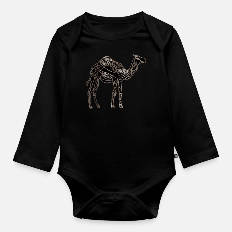 Kamel - Baby Bio-Langarm-Body - Schwarz