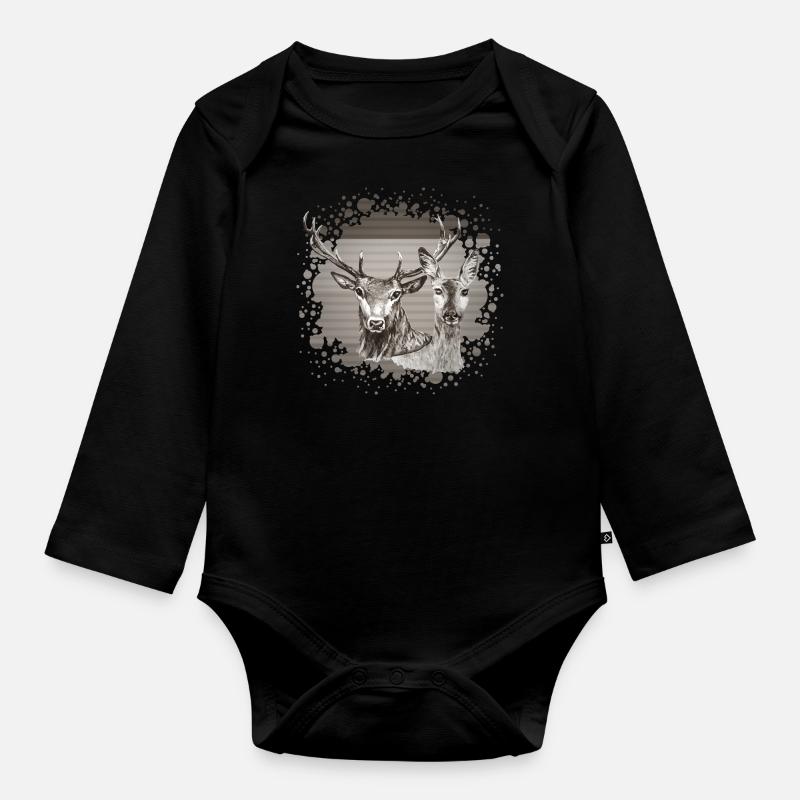 Rehe und Rehe - Baby Bio-Langarm-Body - Schwarz