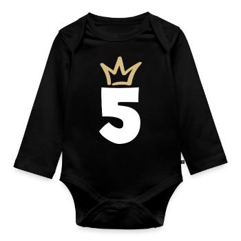 NUMÉRO CINQ 5 Couronne - Body Bébé bio manches longues - noir - Devant