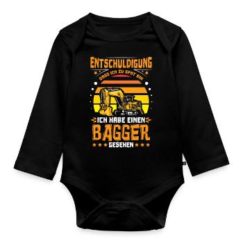 Bagger Entschuldigung ich habe einen Bagger - Baby Bio-Langarm-Body - Schwarz - Vorne