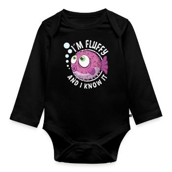kugelfisch fluffy and know it pufferfish fugu fish - Baby Bio-Langarm-Body - Schwarz - Vorne