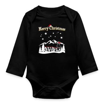 Husky Joyeux Noël - Body Bébé bio manches longues - noir - Devant