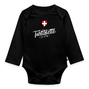 La tartiflette c'est la vie blanc savoie - Body Bébé bio manches longues - noir - Devant