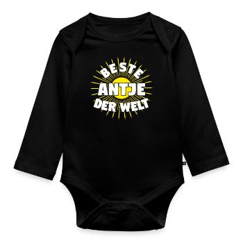 Antje - Beste Antje der Welt - Baby Bio-Langarm-Body - Schwarz - Vorne