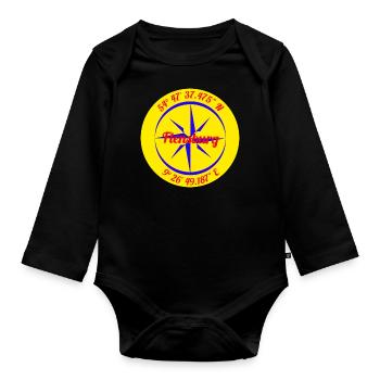 Koordinaten Flensburg - Baby Bio-Langarm-Body - Schwarz - Vorne