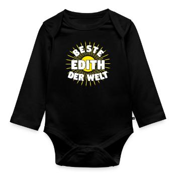 Edith - Beste Edith der Welt - Baby Bio-Langarm-Body - Schwarz - Vorne