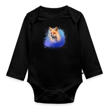 fuchs , graffiti, peinture, renard, aquarelle - Body Bébé bio manches longues - noir - Devant