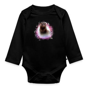 iltis,ferrets,otter,graffiti,pink - Organic Longsleeve Baby Bodysuit - black - Front