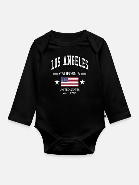 Los Angeles - Body Bébé bio manches longues - noir