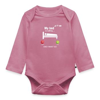Mon lit appelle Bed Sleeping Dire Drôle Fatigué - Body Bébé bio manches longues - mauve - Devant